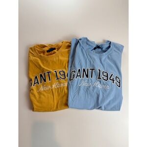 Gant 1949 New Haven Graphic T-Shirt Bundle Mens XXL Blue Yellow Set of 2 Tee
